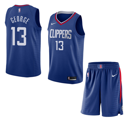 Men's Los Angeles Clippers #13 Paul George Blue NBA Stitched Jersey(With Shorts) Men's Los Angeles Clippers #13 Paul George Blue NBA Stitched Jersey(With Shorts)